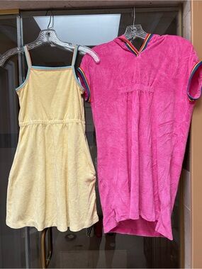 Hanna Andersson Yellow Terry Swing Dress & Pink Hooded Cover-Up